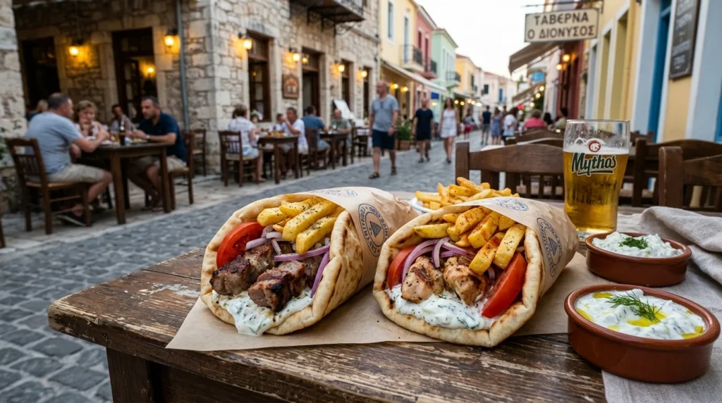Authentic Greek pita gyros in Zakynthos Town