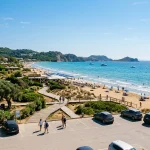 Parking lots and beach access at Banana Beach Zakynthos